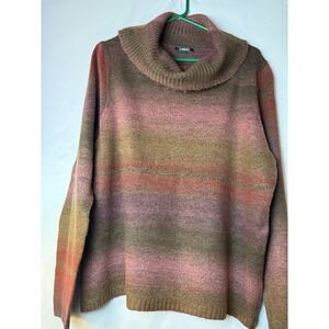 Elementz sweater brown Shimmer ombre embellished cowl neck long sleeve pullover